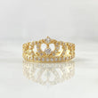 Anillo Corona Corazon 2.6gr / T5 3/4 / Circones Blancos Oro Amarillo 18K