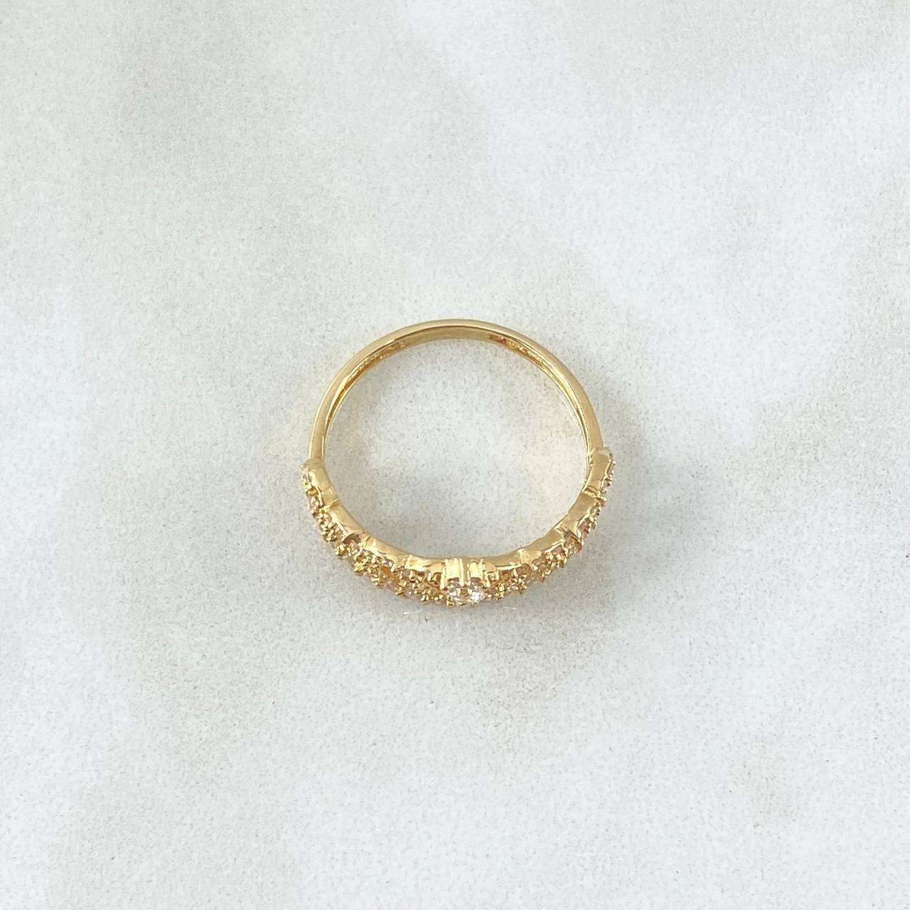 Anillo Corona Corazon 2.6gr / T5 3/4 / Circones Blancos Oro Amarillo 18K
