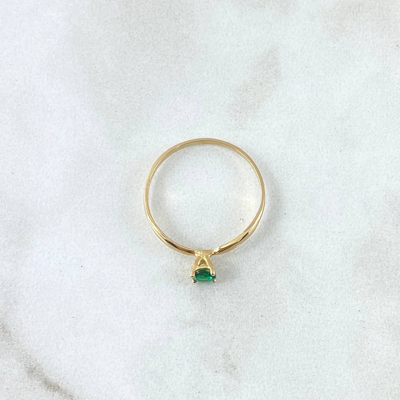 Anillo Solitario 1.05gr / T6 1/4 / Circon Verde Oro Amarillo 18K