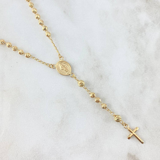 Rosario Virgen Milagrosa Diamantado 7gr / 50cm / 3mm Oro Amarillo 18K