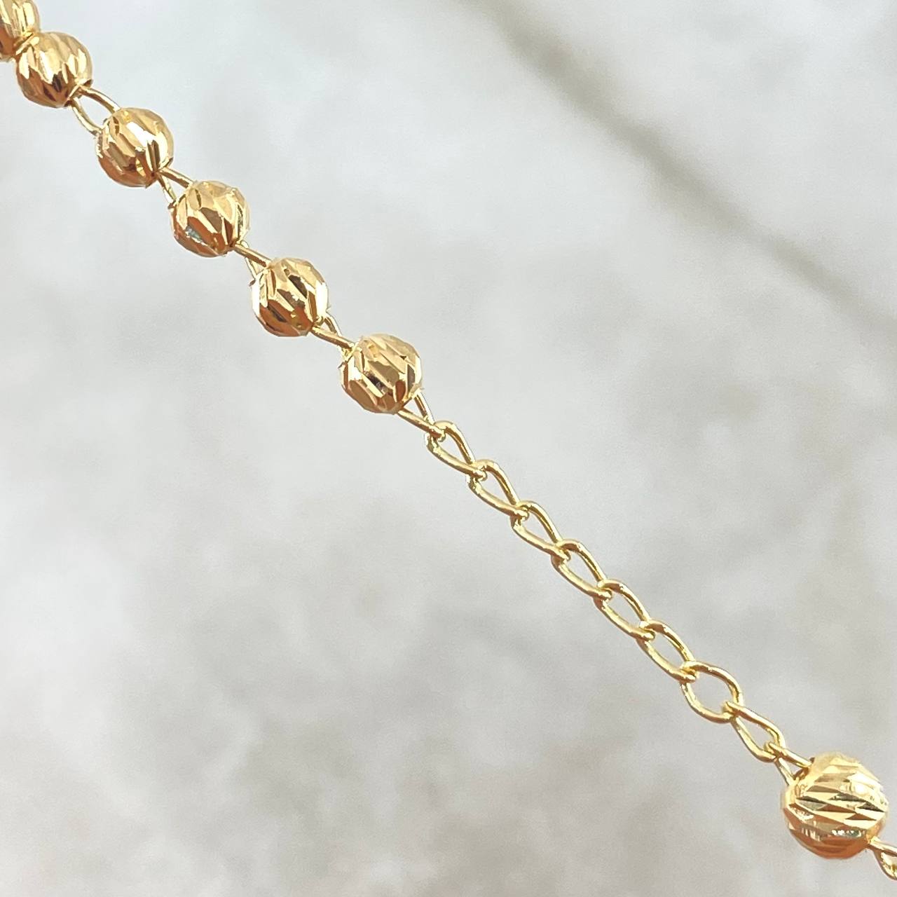 Rosario Virgen Milagrosa Diamantado 7gr / 50cm / 3mm Oro Amarillo 18K