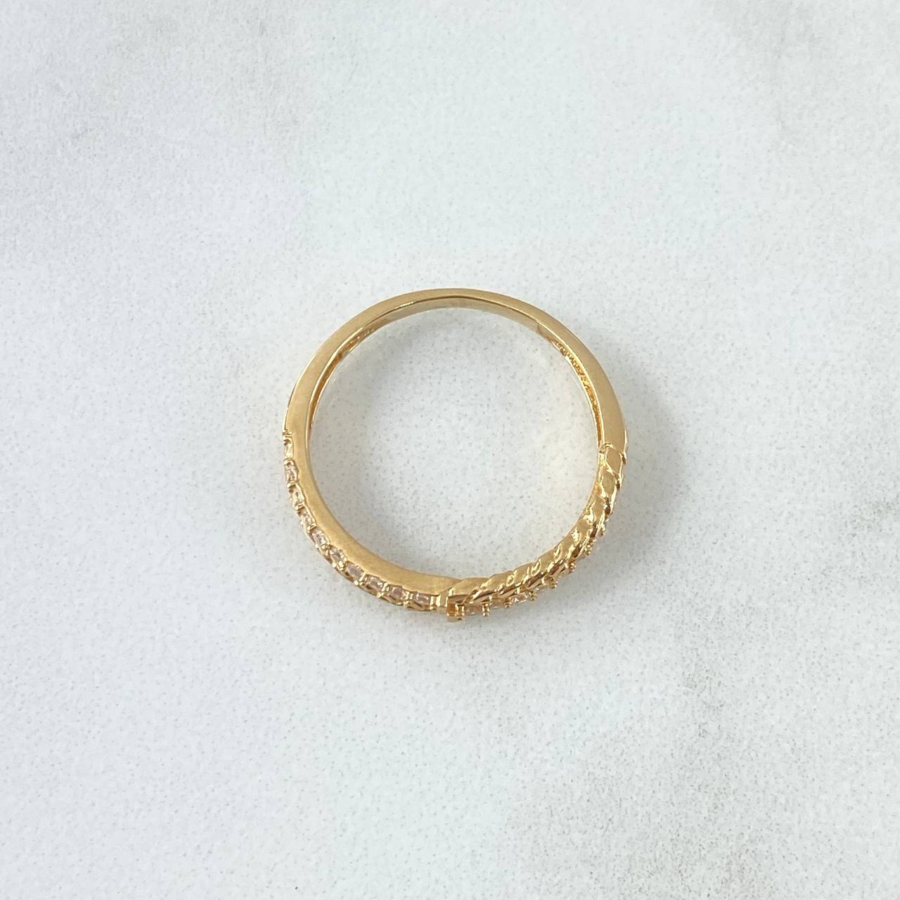 Anillo Mitad Cubano Churumbela 2.7gr / T7 3/4 / Circones Blancos Oro Amarillo 18K