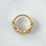 Anillo Olas Tupidas 4.55gr / T7 / Circones de Colores Oro Amarillo 18K