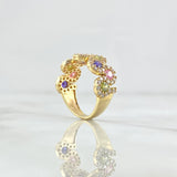 Anillo Olas Tupidas 4.55gr / T7 / Circones de Colores Oro Amarillo 18K