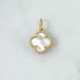 Dije Treból VCyA 1.55gr / 1.9cm / Nacar Blanco Punteado Oro Amarillo 18K