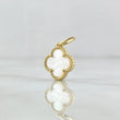 Dije Treból VCyA 1.55gr / 1.9cm / Nacar Blanco Punteado Oro Amarillo 18K