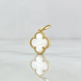 Dije Treból VCyA 1.55gr / 1.9cm / Nacar Blanco Punteado Oro Amarillo 18K