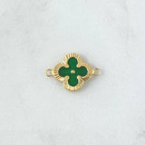 Herraje Trebol VCyA 0.95gr / 2cm / Diamantado Resina Verde Oro Amarillo Nac.Esp. 18K ©