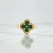 Herraje Trebol VCyA 0.95gr / 2cm / Diamantado Resina Verde Oro Amarillo Nac.Esp. 18K