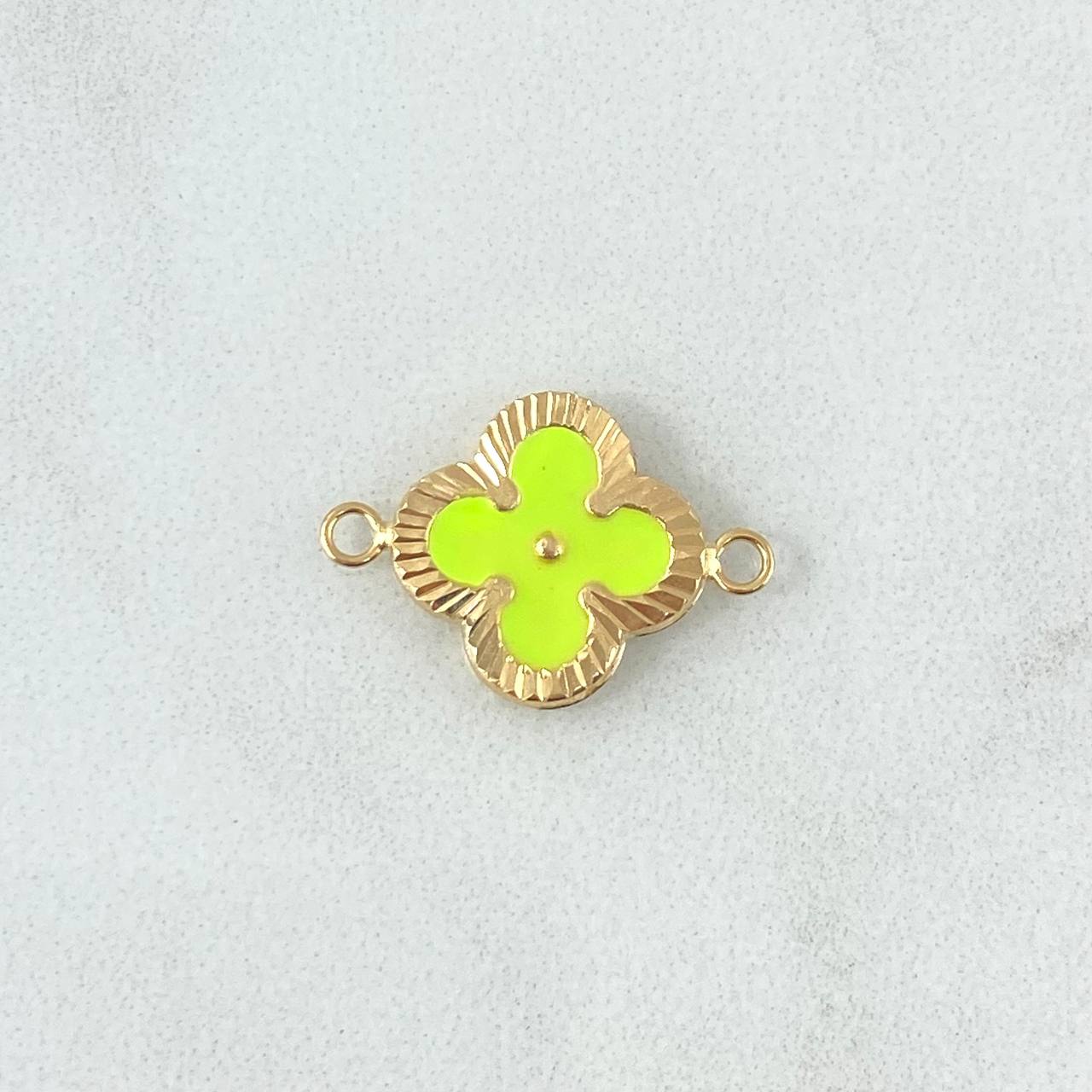 Herraje Trebol VCyA 0.95gr / 2cm / Diamantado Resina Verde Limon Oro Amarillo Nac.Esp. 18K