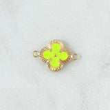 Herraje Trebol VCyA 0.95gr / 2cm / Diamantado Resina Verde Limon Oro Amarillo Nac.Esp. 18K