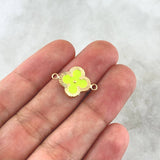 Herraje Trebol VCyA 0.95gr / 2cm / Diamantado Resina Verde Limon Oro Amarillo Nac.Esp. 18K