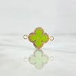 Herraje Trebol VCyA 0.95gr / 2cm / Diamantado Resina Verde Limon Oro Amarillo Nac.Esp. 18K