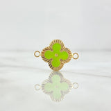 Herraje Trebol VCyA 0.95gr / 2cm / Diamantado Resina Verde Limon Oro Amarillo Nac.Esp. 18K