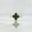 Herraje Trebol VCyA 0.55gr / 1.5cm / Borde Punteado Resina Verde Oro Amarillo Nac.Esp. 18K ©