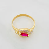 Anillo Gema Central 2.9g / T7 3/4 Dos Oros Amarillo Blanco 18K