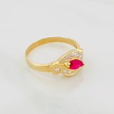 Anillo Gema Central 2.9g / T7 3/4 Dos Oros Amarillo Blanco 18K