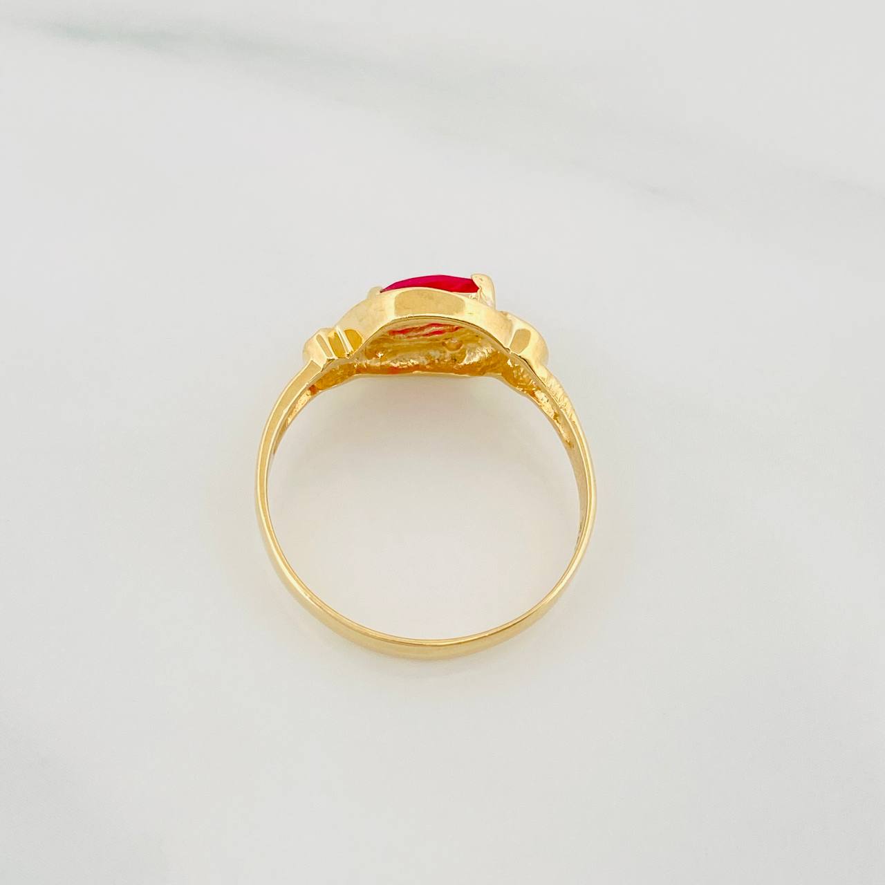 Anillo Gema Central 2.9g / T7 3/4 Dos Oros Amarillo Blanco 18K