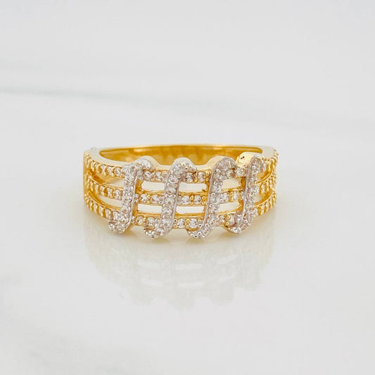 Anillo Banda Ancha 4.35g / T7 1/2 Dos Oros Amarillo Blanco 18K
