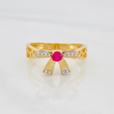 Anillo Moño 3.1g / T7 Dos Oros Amarillo Blanco 18K