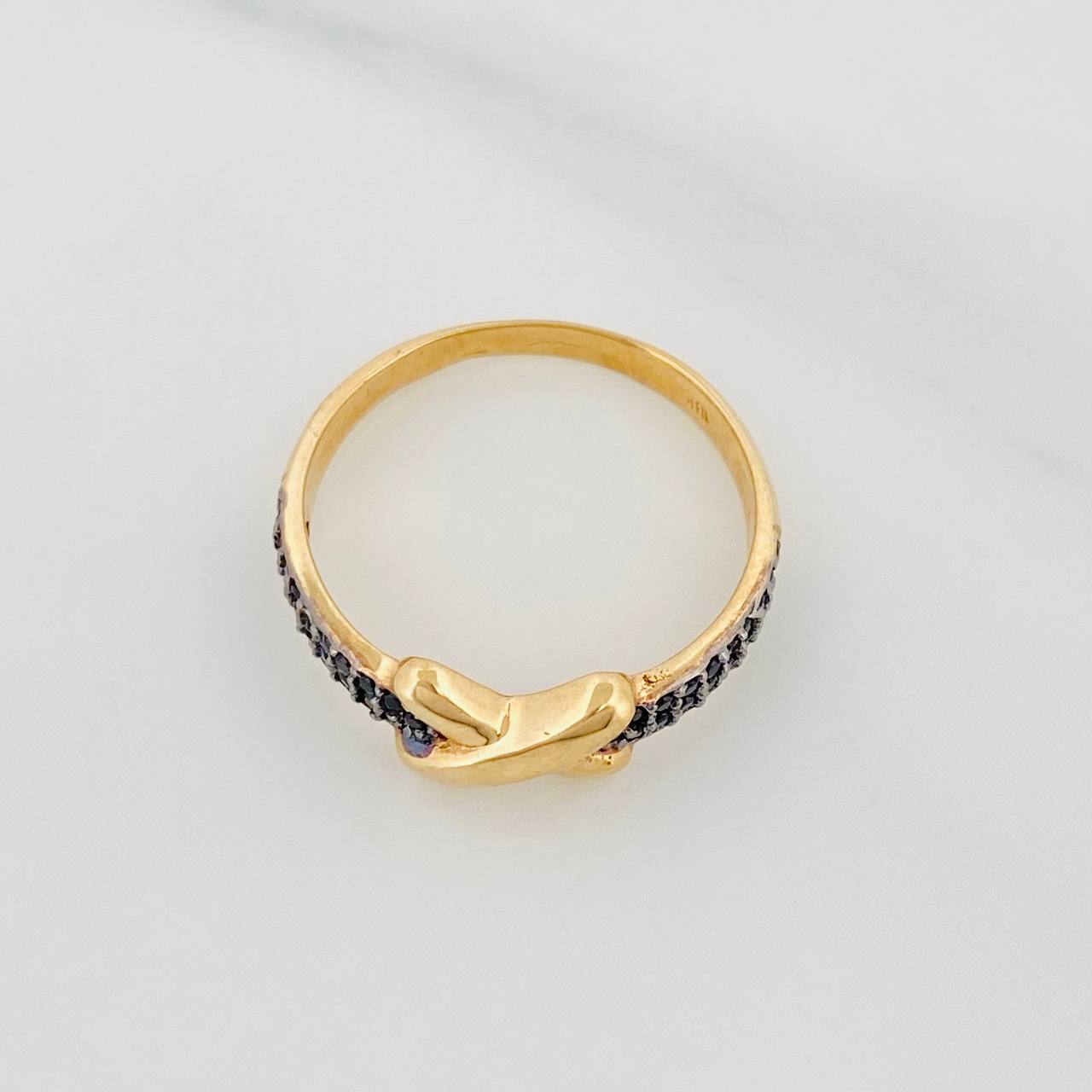 Anillo X 2.55g / T6 3/4 Dos Oros Negro Amarillo 18K
