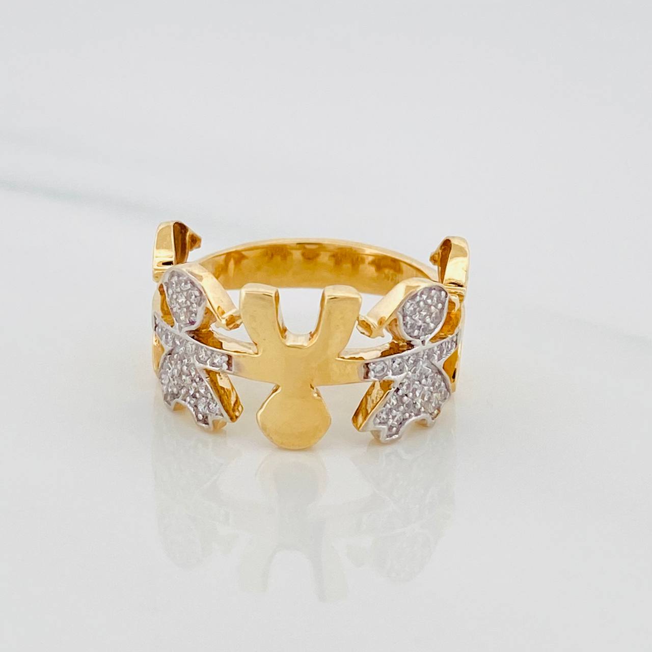 Anillo Niños 4.1g / T7 Dos Oros Amarillo Blanco 18K