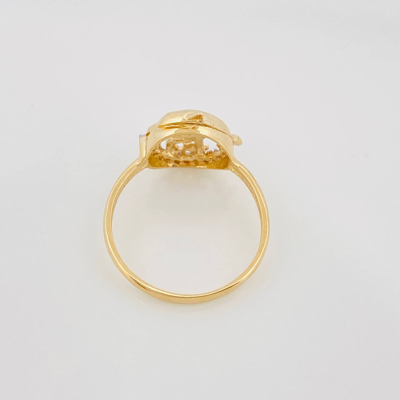 Anillo 15 's Delfín 2.15g / T6 1/4 Dos Oros Amarillo Blanco 18K