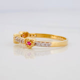 Anillo Corazones 2.05g / T6 3/4 Dos Oros Amarillo Blanco 18K