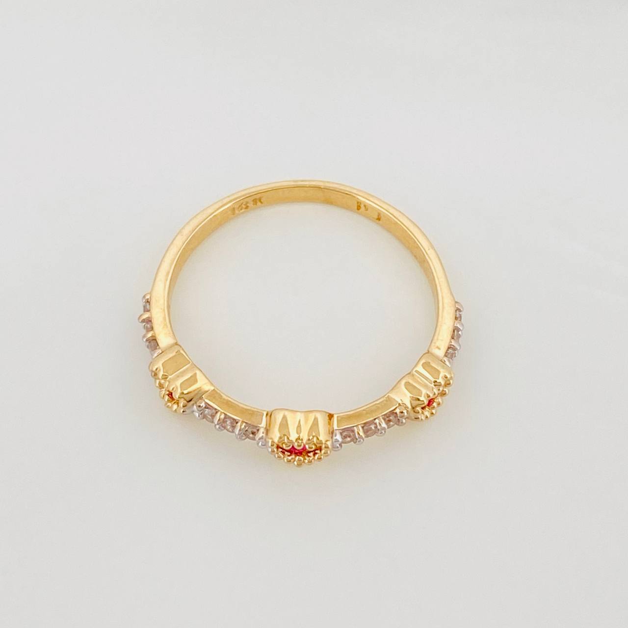 Anillo Corazones 2.05g / T6 3/4 Dos Oros Amarillo Blanco 18K