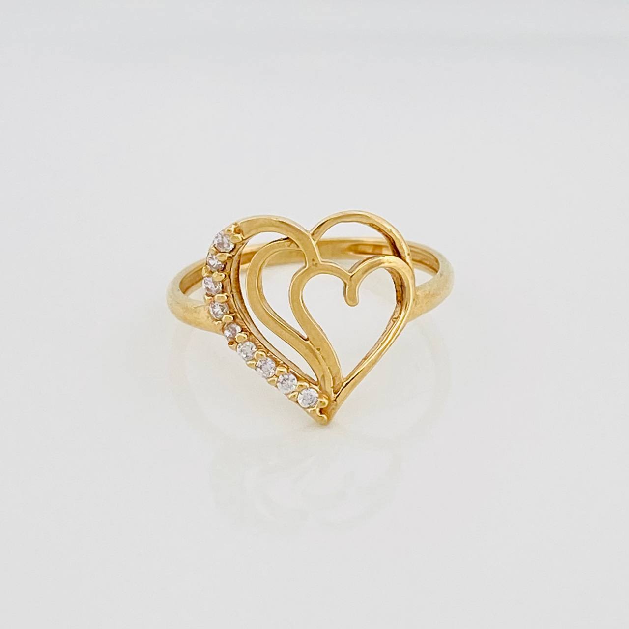 Anillo Silueta Corazón Doble 1.65g / T5 3/4 Oro Amarillo 18K