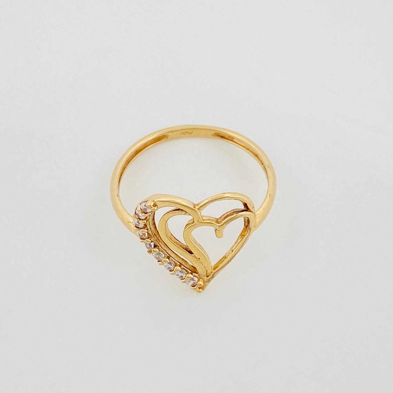 Anillo Silueta Corazón Doble 1.65g / T5 3/4 Oro Amarillo 18K
