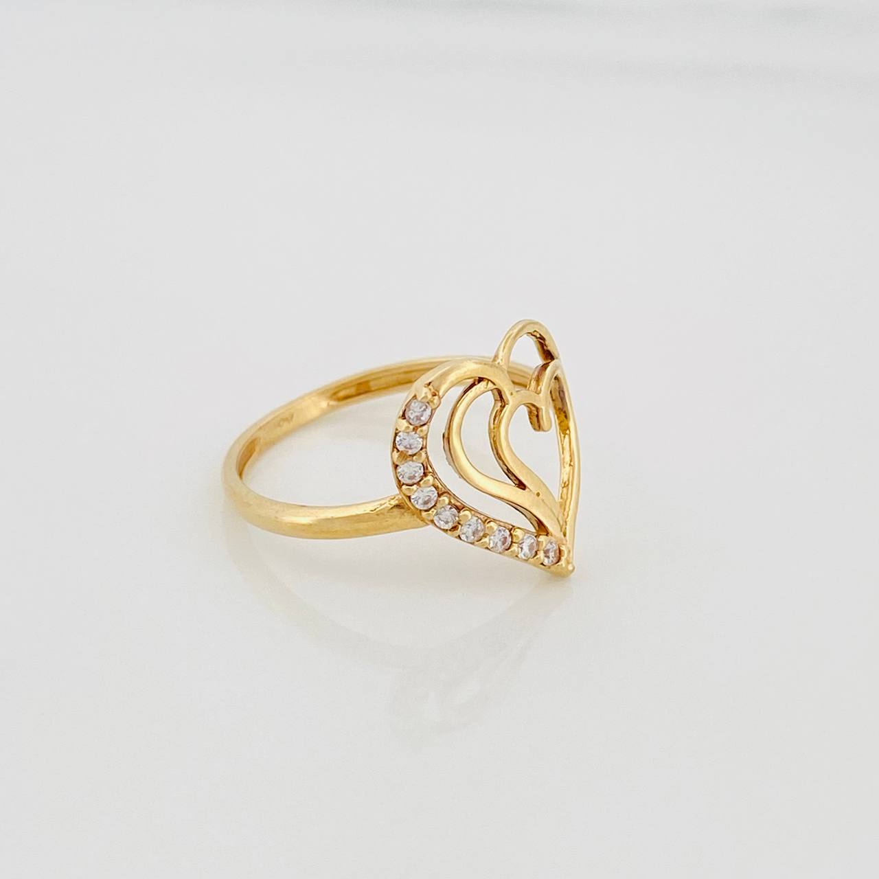 Anillo Silueta Corazón Doble 1.65g / T5 3/4 Oro Amarillo 18K