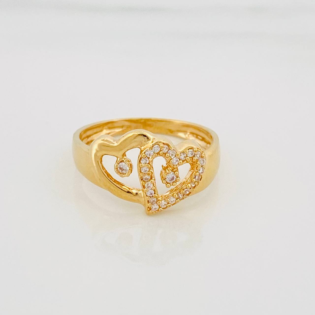 Anillo Silueta Corazón Doble 3.3g / T7 3/4 Oro Amarillo 18K