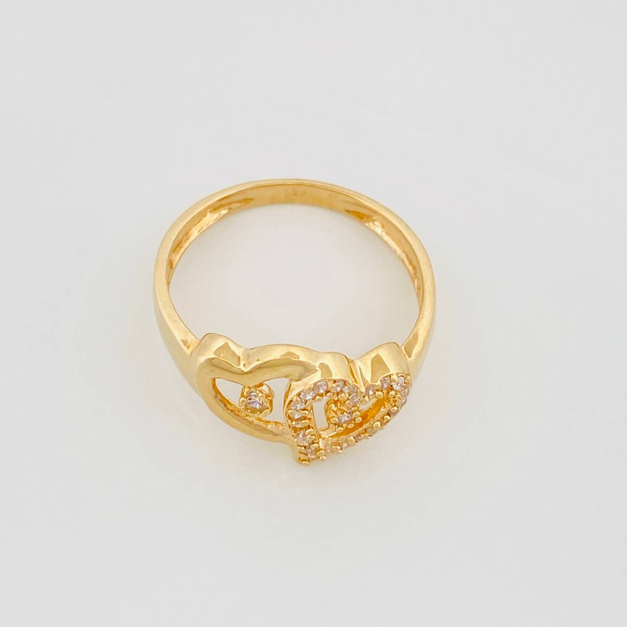 Anillo Silueta Corazón Doble 3.3g / T7 3/4 Oro Amarillo 18K