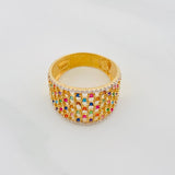 Anillo Malla Colores 5.7g / T8 1/4 Dos Oros Amarillo Blanco 18K
