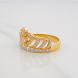 Anillo Corona 3.35g / T7 Dos Oros Amarillo Blanco 18K