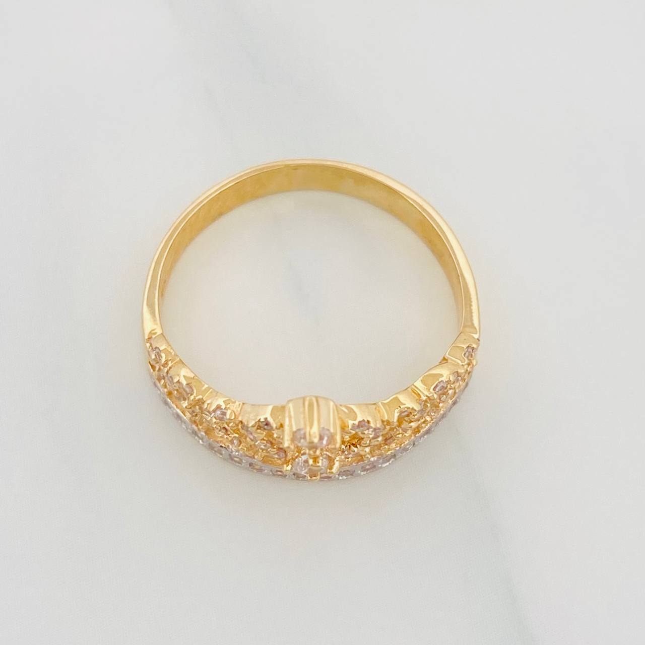 Anillo Corona 3.55g / T7 Dos Oros Amarillo Blanco 18K