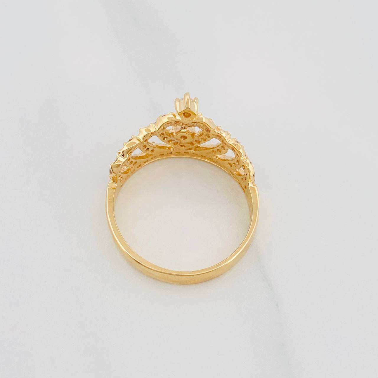 Anillo Corona 3.35g / T7 Dos Oros Amarillo Blanco 18K