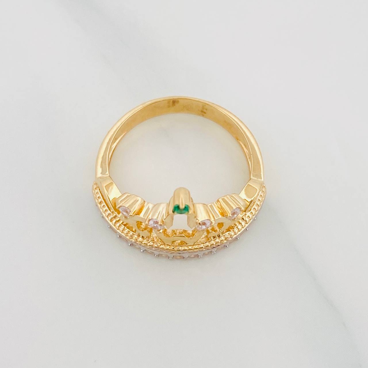 Anillo Corona 4.9g / T6 3/4 Dos Oros Amarillo Blanco 18K