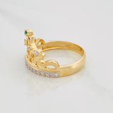 Anillo Corona 4.9g / T6 3/4 Dos Oros Amarillo Blanco 18K