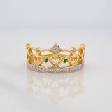 Anillo Tiara Corazones 3.4g / T6 Dos Oros Amarillo Blanco 18K
