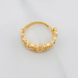 Anillo Tiara Corazones 3.4g / T6 Dos Oros Amarillo Blanco 18K