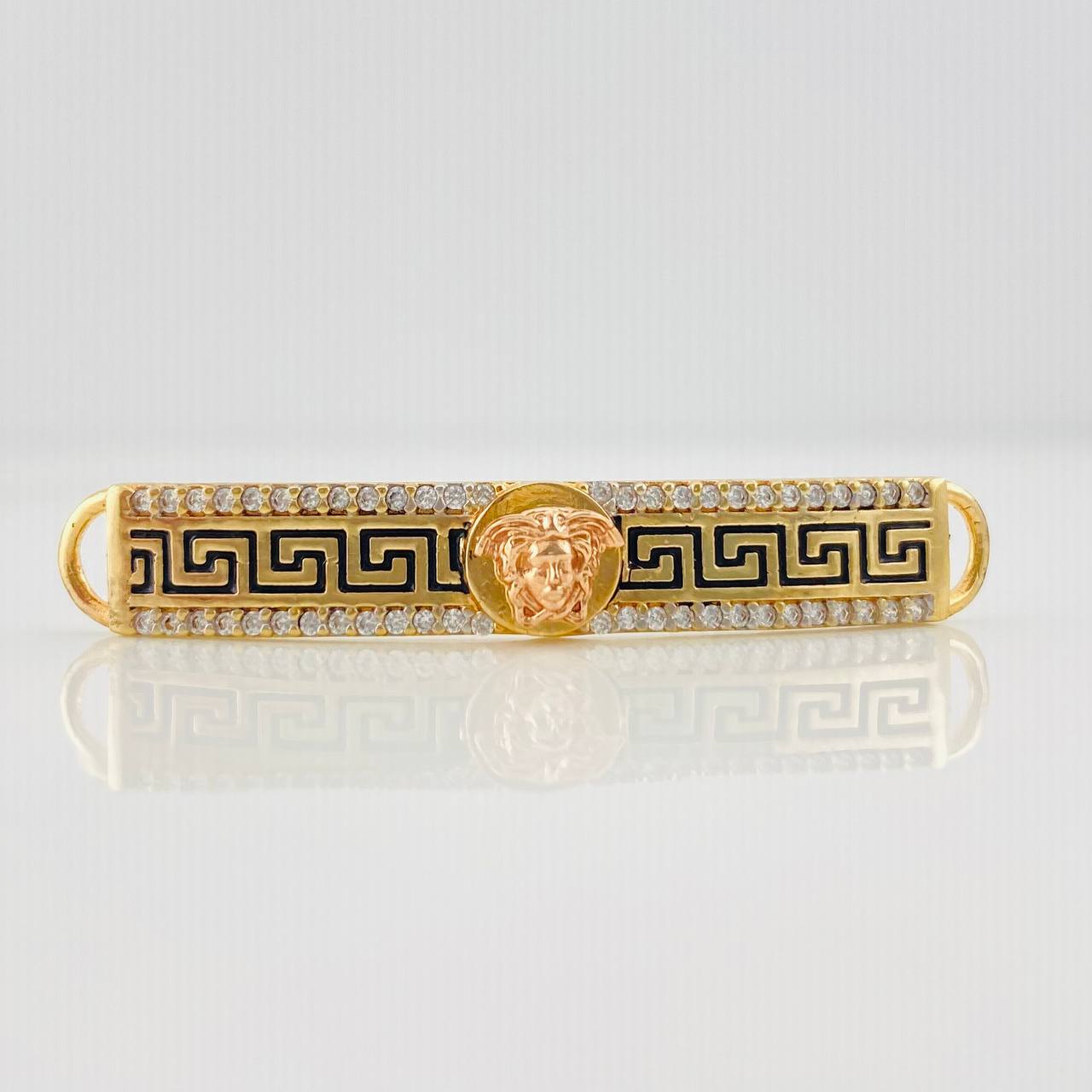 Herraje Placa Rectangular Medusa 3.25g / 4.2cm Dos Oros Amarillo Rosa 18K