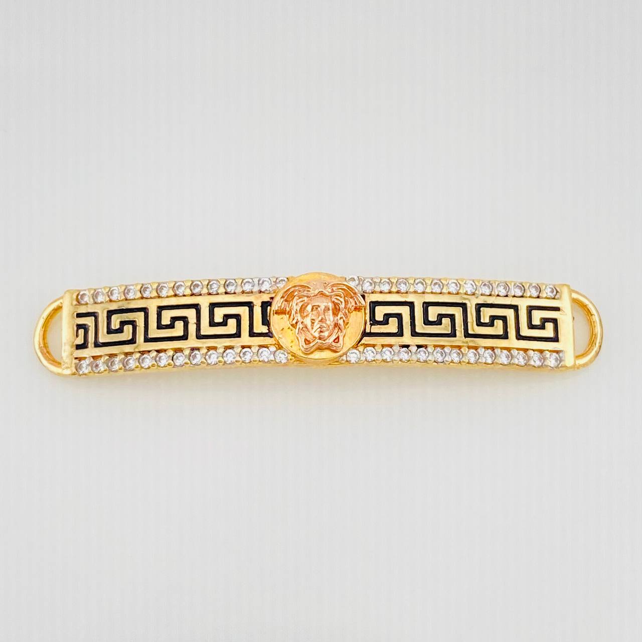 Herraje Placa Rectangular Medusa 3.25g / 4.2cm Dos Oros Amarillo Rosa 18K