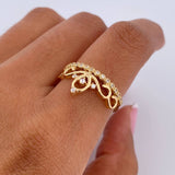 Anillo Corona 2.35gr / T6 3/4 / Circones Blancos Oro Amarillo 18K &