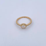 Anillo Halo Solitario Churumbela 1.8gr / T5 3/4 / Circones Blancos Oro Amarillo 18K &