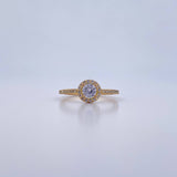 Anillo Halo Solitario Churumbela 2.15gr / T6 3/4 / Circones Blancos Oro Amarillo 18K &