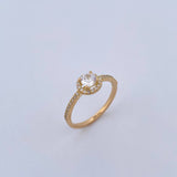 Anillo Halo Solitario Churumbela 1.8gr / T5 3/4 / Circones Blancos Oro Amarillo 18K &