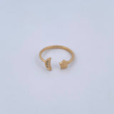 Anillo Abrazo Estrella Luna 1.75gr / T7 1/2 / Circones Blancos Oro Amarillo 18K &