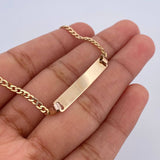 Pulso Cubano 1.75gr / 17cm / 2mm Placa Rectangular Curva Oro Amarillo +1 18K &